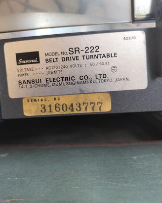 giradischi sansui sr222