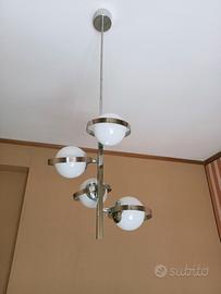 lampadario di design, modernariato anni 70 in acci