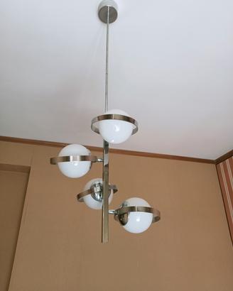 lampadario di design, modernariato anni 70 in acci