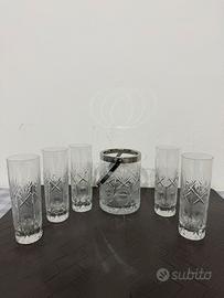 Set 5 Bicchieri Cristallo con Ghiacciera