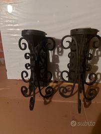 Coppia di applique in ferro battuto vintage