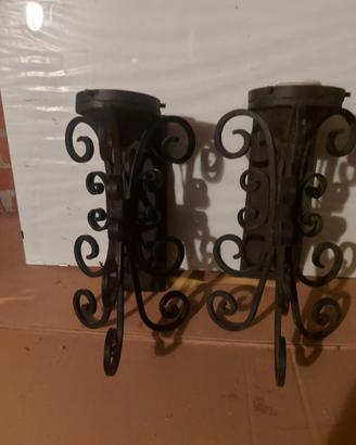 Coppia di applique in ferro battuto vintage