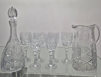 Set di cristallo Bottiglia,  Caraffa e 6 bicchieri