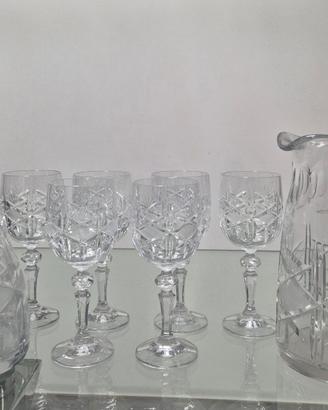 Set di cristallo Bottiglia,  Caraffa e 6 bicchieri
