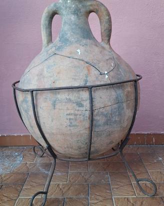 ANFORA TERRACOTTA ANTICA 90 cm x 60 con piedistall