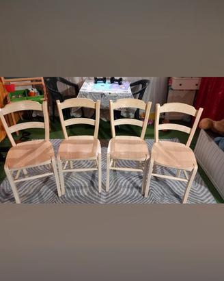 set 4 sedie in legno