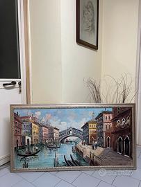 Quadro olio su tela 130x75 cm Venezia con cornice