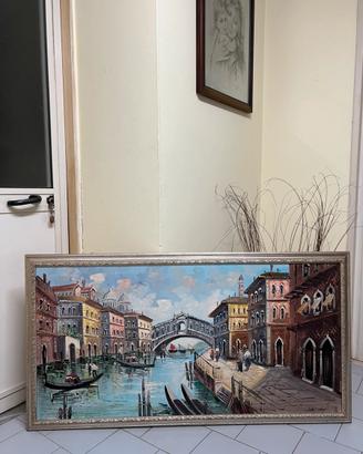 Quadro olio su tela 130x75 cm Venezia con cornice