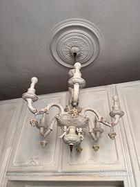 Lampadario 6 luci in porcellana stile Capodimonte