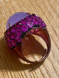 anello cocktail argento 925 oro rosa