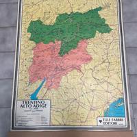 Carta geografica vintage Trentino  anni 80