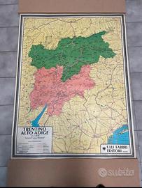 Carta geografica vintage Trentino  anni 80
