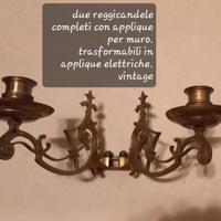 applique vintage portacandele in ottone