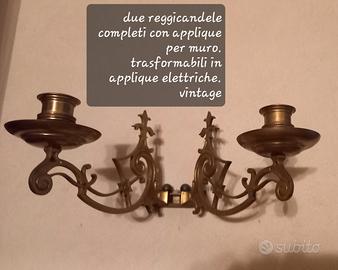 applique vintage portacandele in ottone