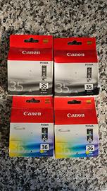 Set 4 Cartucce Originali Canon: 2x PGI-35 Nero + 2