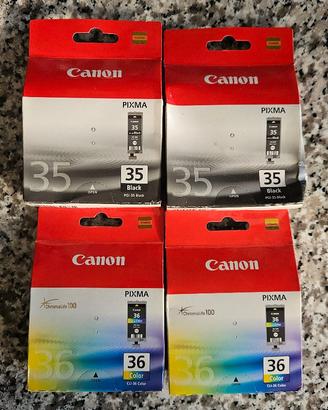 Set 4 Cartucce Originali Canon: 2x PGI-35 Nero + 2