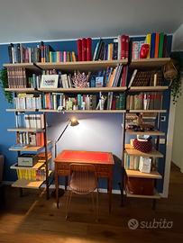 Libreria componibile a parete con vano scrittoio