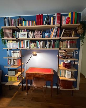 Libreria componibile a parete con vano scrittoio