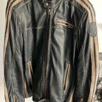 Giubbotto moto in pelle vintage con protezioni