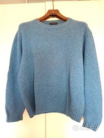 Maglione uomo 80% lana - azzurro mélange girocollo