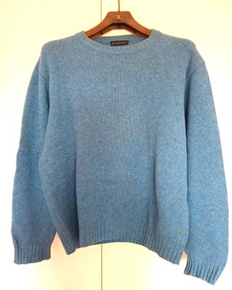 Maglione uomo 80% lana - azzurro mélange girocollo