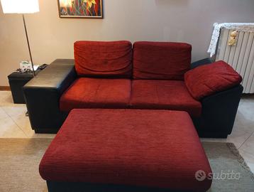 Divano 2 posti con chaise longue in alcantara/pell