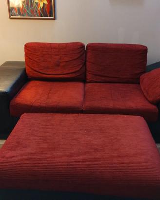 Divano 2 posti con chaise longue in alcantara/pell