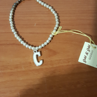 Bracciale perline con iniziale nuovo