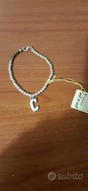 Bracciale perline con iniziale nuovo