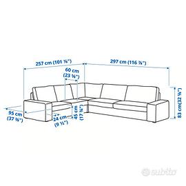 divano Ikea Kivik 5 postiangolare grigio chiaro