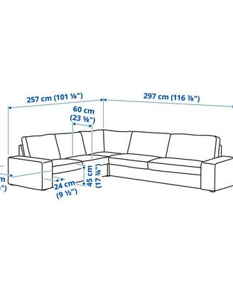 divano Ikea Kivik 5 postiangolare grigio chiaro