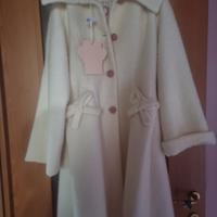 Cappotto lungo in lana/panno bianco panna oppure