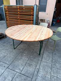 Tavolo Rotondo 8 Posti - Legno e Ferro - NUOVO