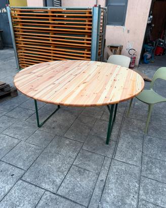 Tavolo Rotondo 8 Posti - Legno e Ferro - NUOVO