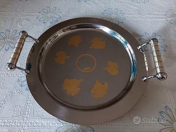 vassoio acciaio inox oro 24 k