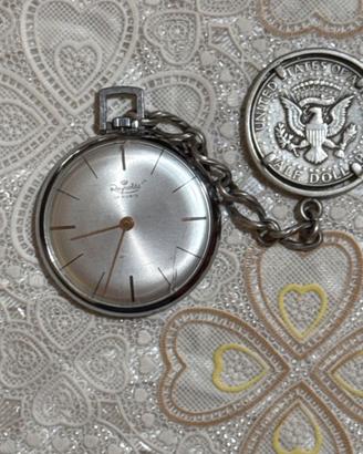 Orologio da taschino anni 50 con mezzo dollaro