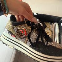 Sneakers donna Liu jo glitter oro/nero n.38