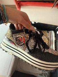Sneakers donna Liu jo glitter oro/nero n.38
