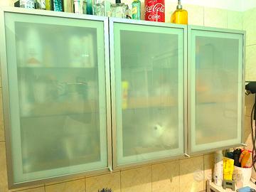 Pensile bagno 3 ante vetro opaco