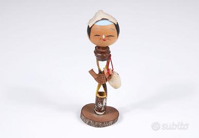 Rara bambolina kokeshi giapponese anni '60