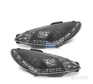 FARI PEUGEOT 206 98-08 LUCE DIURNA LED REALE FONDO