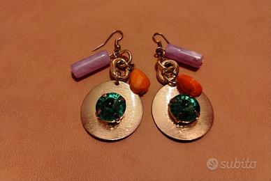 Orecchini tondi pendenti con pietre