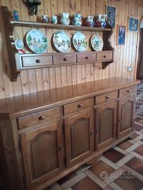 Credenza rustica in legno massello con alzata