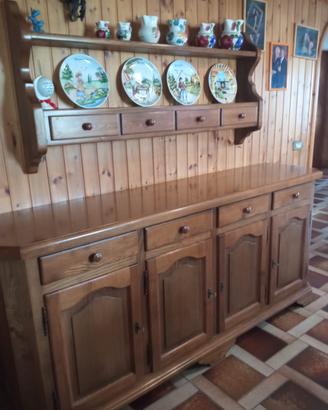 Credenza rustica in legno massello con alzata