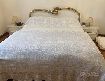 Copriletto matrimoniale filet fatto a mano