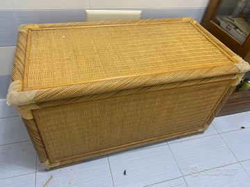 Cassapanca vintage in rattan anni 90