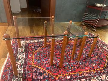Tris tavolini legno e vetro