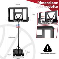 Canestro da Basket Portatile COSTWAY 3,05m NUOVO