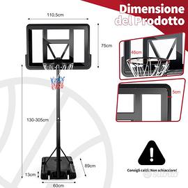 Canestro da Basket Portatile COSTWAY 3,05m NUOVO