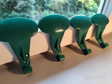 Set 4 Attaccapanni Vintage Anni 70 Plastica Verde 
